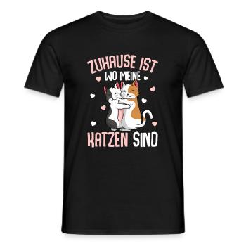 La maison est l’endroit où mes chats sont des chats - T-shirt homme - noir - Devant - AI Model Male 178 light (178cm)