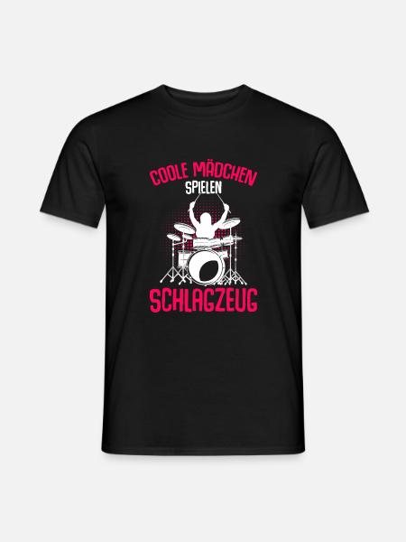 Coole Mädchen spielen Schlagzeug - Männer T-Shirt - Schwarz