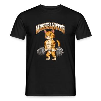 Muskelkater Fitness Katze Kater Bodybuilding - Männer T-Shirt - Schwarz - Vorne - AI Model Male 178 light (178cm)
