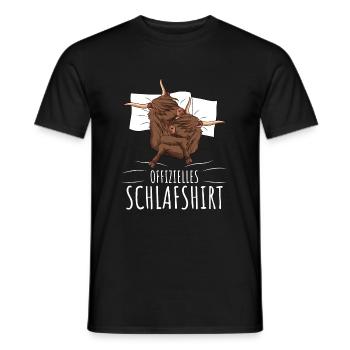 Sleeping shirt Scottish Highland beef - Men's T-Shirt - black - Front - AI Model Male 178 light (178cm)