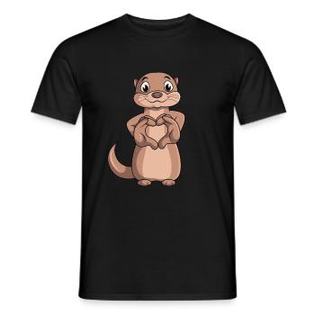 Otter Lovers Sea Otter Kids Ladies - Men's T-Shirt - black - Front - AI Model Male 178 light (178cm)