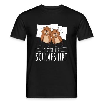 Biber Offizielles Schlafshirt - Männer T-Shirt - Schwarz - Vorne - AI Model Male 178 light (178cm)