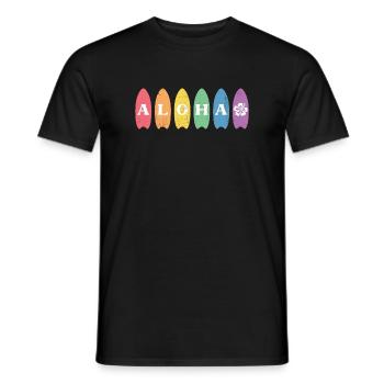 Rainbow Aloha Surfboard Hawaii Summer - Men's T-Shirt - black - Front - AI Model Male 178 light (178cm)