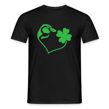 Pinguin Kleeblatt Herz Kleeblatt - Männer T-Shirt - Schwarz - Vorne - AI Model Male 178 light (178cm)