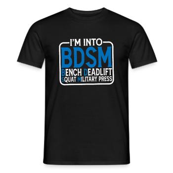 Dans into BDSM Bench Squat Deadlift Military Press15 - T-shirt homme - noir - Devant - AI Model Male 178 light (178cm)