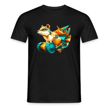 3D Bausatz Streifenhörnchen mit Rädern als Polygon - Männer T-Shirt - Schwarz - Vorne - AI Model Male 178 light (178cm)