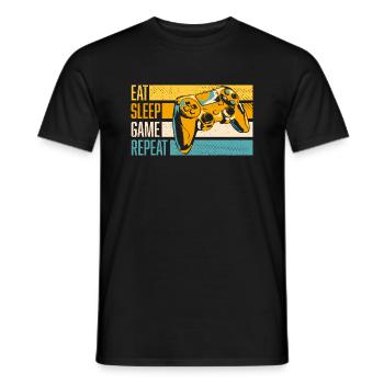 Eat - Sleep - Game - Repeat, trendiges Gamer Shirt - Männer T-Shirt - Schwarz - Vorne - AI Model Male 178 light (178cm)