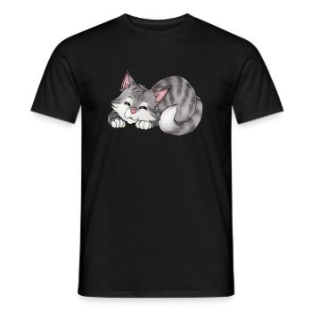 niedliche Katze Schlafen Mietze getigerte Katze - Männer T-Shirt - Schwarz - Vorne - AI Model Male 178 light (178cm)