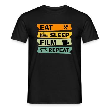 Eat Sleep Film Repeat. Film Quote - Men's T-Shirt - black - Front - AI Model Male 178 light (178cm)