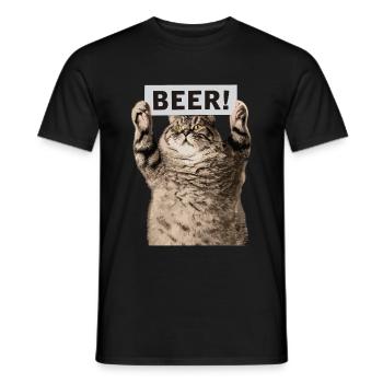 Bier Katze - Männer T-Shirt - Schwarz - Vorne - AI Model Male 178 light (178cm)