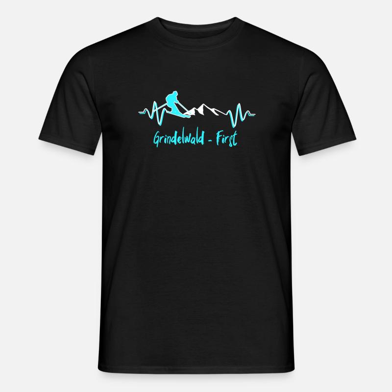 Skifahren Grindelwald First - Männer T-Shirt - Schwarz