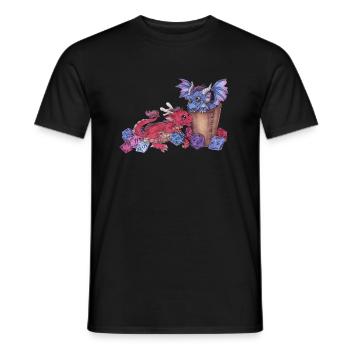 Süße Drachen Chibi mit Würfel D20 Pen and Paper - Männer T-Shirt - Schwarz - Vorne - AI Model Male 178 light (178cm)