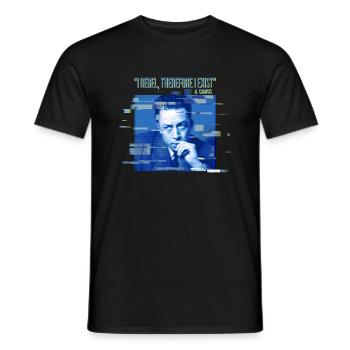 Ich rebelliere, also existiere ich. Albert Camus - Männer T-Shirt - Schwarz - Vorne - AI Model Male 178 light (178cm)