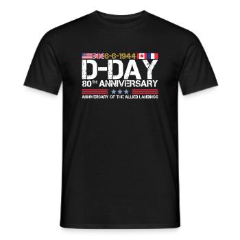 Jour J 2024 80e anniversaire du débarquement allié - T-shirt homme - noir - Devant - AI Model Male 178 light (178cm)