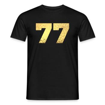 Numéro 77 paillettes doré - 77e anniversaire - T-shirt homme - noir - Devant - AI Model Male 178 light (178cm)