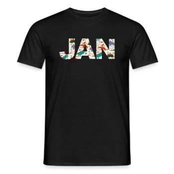 JAN - Beautiful boy name with dinosaur - Men's T-Shirt - black - Front - AI Model Male 178 light (178cm)