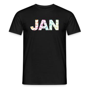 JAN - Beautiful boy name with dinosaur - Men's T-Shirt - black - Front - AI Model Male 178 light (178cm)