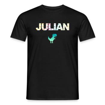 JULIAN - Schöner Jungen Name mit Dinosaurier - Männer T-Shirt - Schwarz - Vorne - AI Model Male 178 light (178cm)