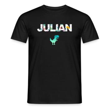 JULIAN - Schöner Jungen Name mit Dinosaurier - Männer T-Shirt - Schwarz - Vorne - AI Model Male 178 light (178cm)