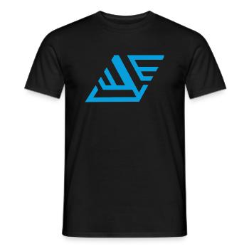 "geometrischem Print Blau" - Männer T-Shirt - Schwarz - Vorne - AI Model Male 178 light (178cm)
