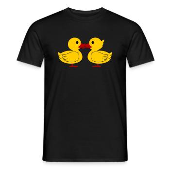 Enten Kuss - Männer T-Shirt - Schwarz - Vorne - AI Model Male 178 light (178cm)