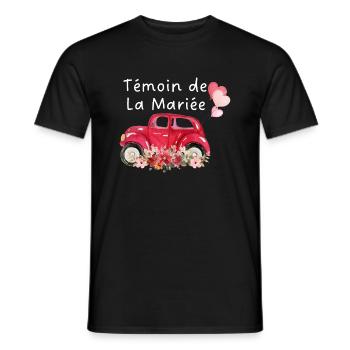 Trauzeuge der Braut Auto Blumige Braut - Männer T-Shirt - Schwarz - Vorne - AI Model Male 178 light (178cm)