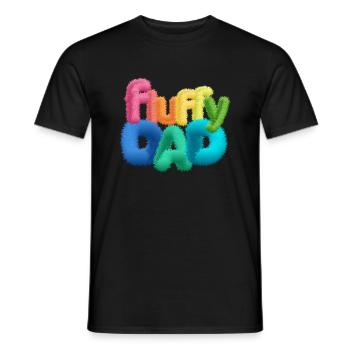 Fluffy Dad – Farbenfrohe, flauschige Typografie - Männer T-Shirt - Schwarz - Vorne - AI Model Male 178 light (178cm)