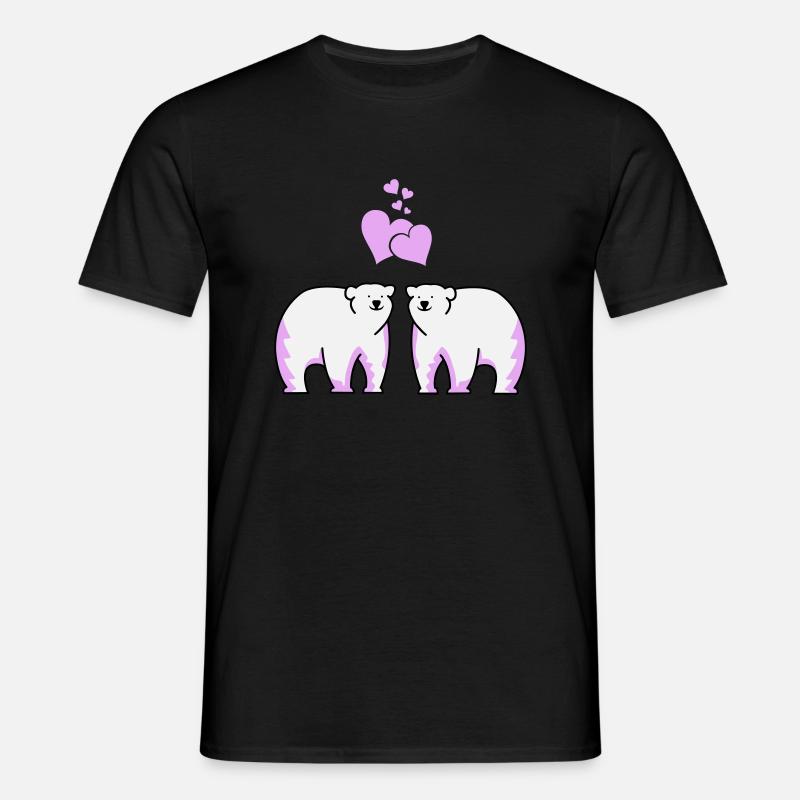Eisbären verliebt - Männer T-Shirt - Schwarz