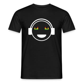 Audio Phil Smiley Headphones Music Lover Weiss - Men's T-Shirt - black - Front - AI Model Male 178 light (178cm)
