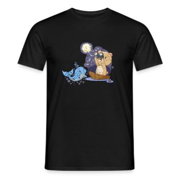 Teddy Bear Sailor Capitaine Ahoi Bateau de voyage - T-shirt homme - noir - Devant - AI Model Male 178 light (178cm)