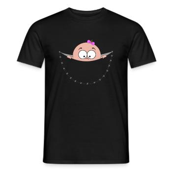 pregnant pregnancy baby bag pouch belly looking - Men's T-Shirt - black - Front - AI Model Male 178 light (178cm)