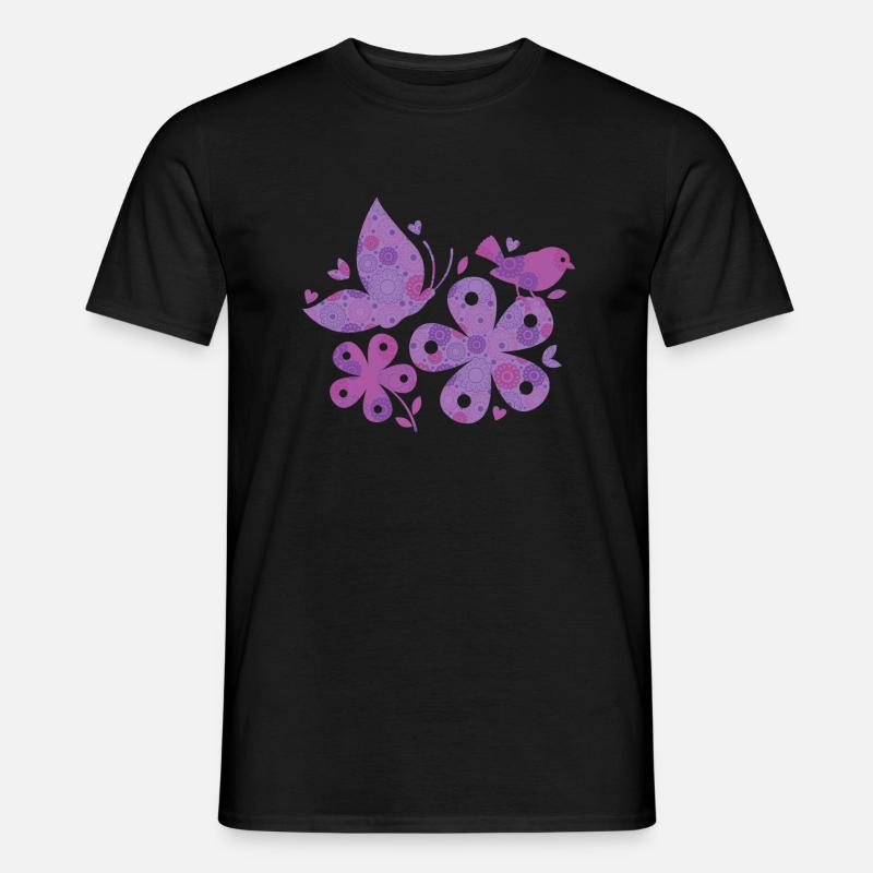 blumen muster - Männer T-Shirt - Schwarz