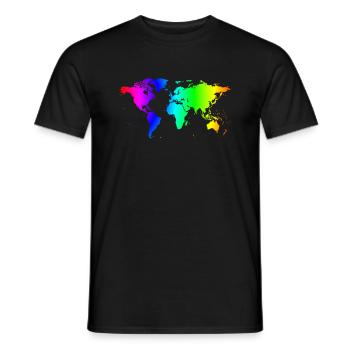 World map colorful - Men's T-Shirt - black - Front - AI Model Male 178 light (178cm)