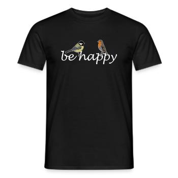 Be Happy Bird Robin Great Design - Men's T-Shirt - black - Front - AI Model Male 178 light (178cm)