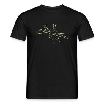 Motif de baguettes de signe de main de batteur rock - T-shirt homme - noir - Devant - AI Model Male 178 light (178cm)