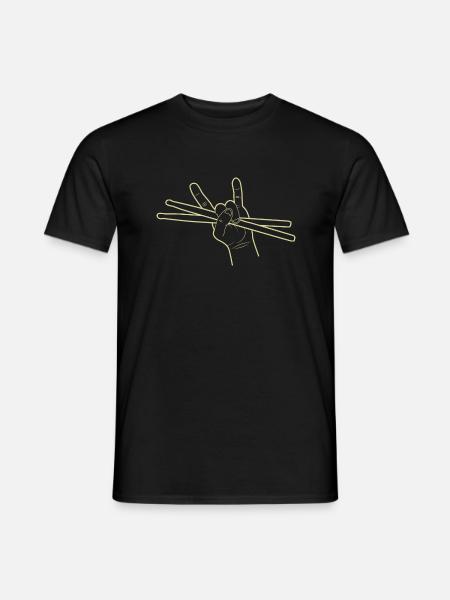Schlagzeuger Rock Handzeichen Drumsticks Motiv - Männer T-Shirt - Schwarz