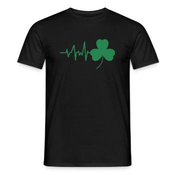 Rythme cardiaque Saint Patrick Irlande trèfle - T-shirt homme - noir - Devant - AI Model Male 178 light (178cm)