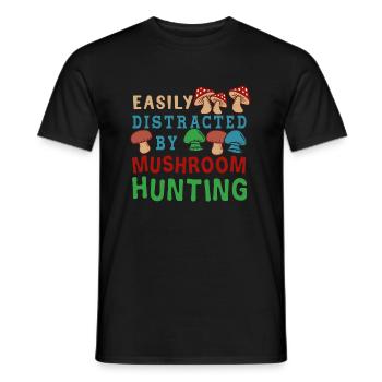 Distracted by Mushrooms Shiitake Mushroom Growing - Men's T-Shirt - black - Front - AI Model Male 178 light (178cm)