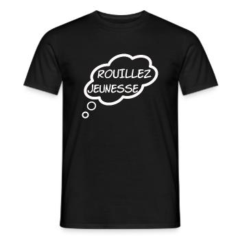 T-shirt " rouillez jeunesse " - T-shirt homme - noir - Devant - AI Model Male 178 light (178cm)