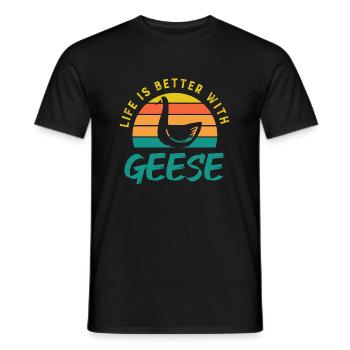 Life With Geese Bird Nature Cute Goose - Men's T-Shirt - black - Front - AI Model Male 178 light (178cm)