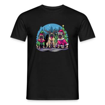 Weihnachtsmann Elfe Rentier - Mops Liebhaber - Männer T-Shirt - Schwarz - Vorne - AI Model Male 178 light (178cm)
