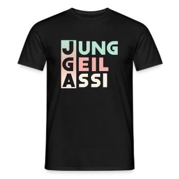 JGA Jung Geil Assi Junggesellenabschied Feiern - Männer T-Shirt - Schwarz - Vorne - AI Model Male 178 light (178cm)