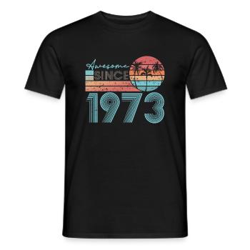 1973 Retro Beach Sunset 50. Geburtstags Shirt - Männer T-Shirt - Schwarz - Vorne - AI Model Male 178 light (178cm)