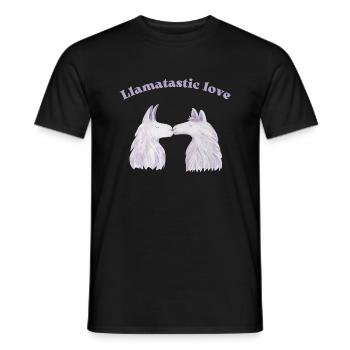 Valentine's Day Couples Love Couple Gift Lama Kiss - Men's T-Shirt - black - Front - AI Model Male 178 light (178cm)