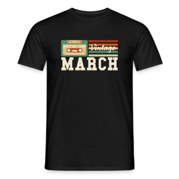 65th birthday March Born 1958 Vintage - Men's T-Shirt - black - Front - AI Model Male 178 light (178cm)