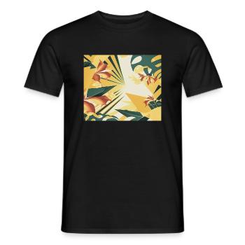 Tropical Yellow, and Green shapes 5 - Men's T-Shirt - black - Front - AI Model Male 178 light (178cm)
