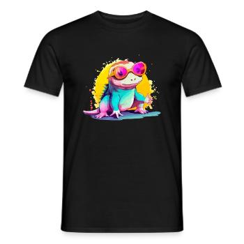 Mino the spectacled axolotl - Men's T-Shirt - black - Front - AI Model Male 178 light (178cm)