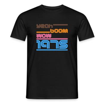 Chemise d’anniversaire rétro 1975 - grande idée cadeau - T-shirt homme - noir - Devant - AI Model Male 178 light (178cm)