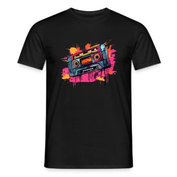 Cassette Design 80s & 90s Music Motif - Men's T-Shirt - black - Front - AI Model Male 178 light (178cm)