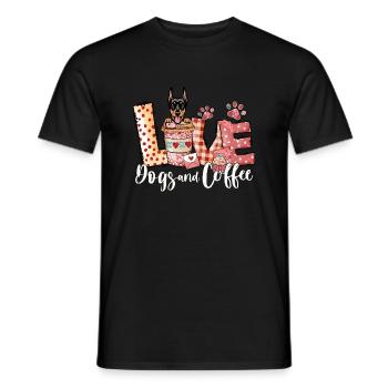 Doberman Dog Coffee Lover Valentines Day - Men's T-Shirt - black - Front - AI Model Male 178 light (178cm)